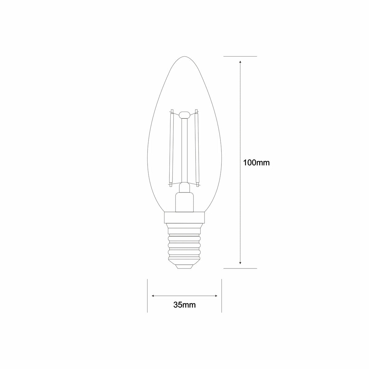 Luxram Value Classic 2W LED Candle E27 Warm White - 3000K (Non-Dimmable)