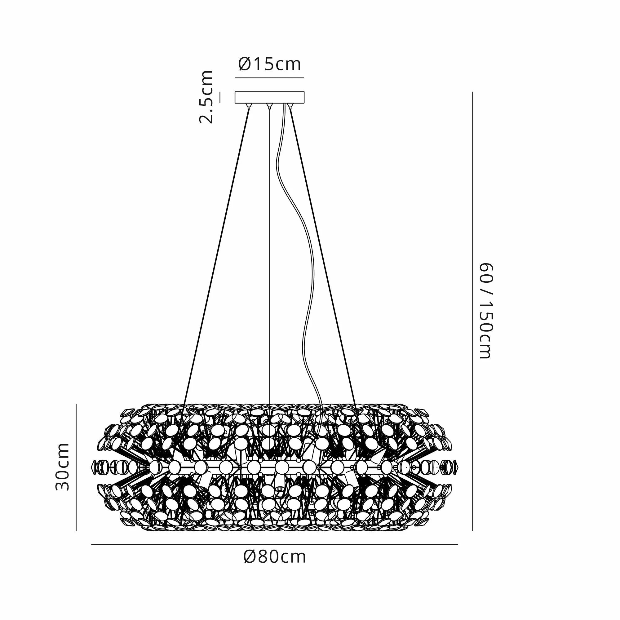 Fabula Grosvenor 20 Light Pendant - Polished Chrome & Crystal