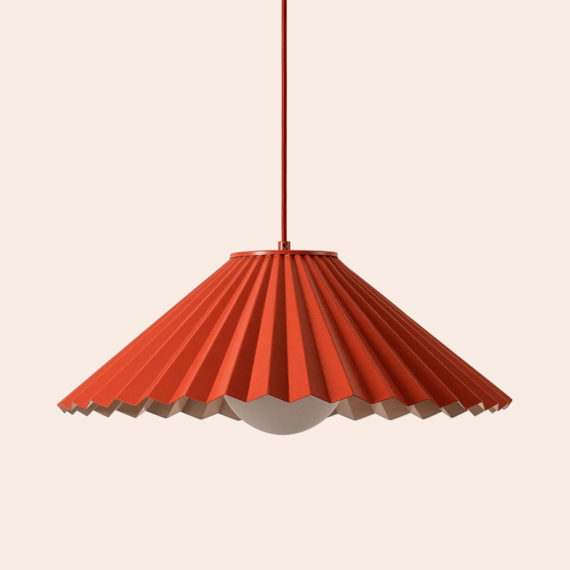 houseof. The Pleat Ceiling Pendant (Thick Metal Material) - Burnt Orange & Pale Pink