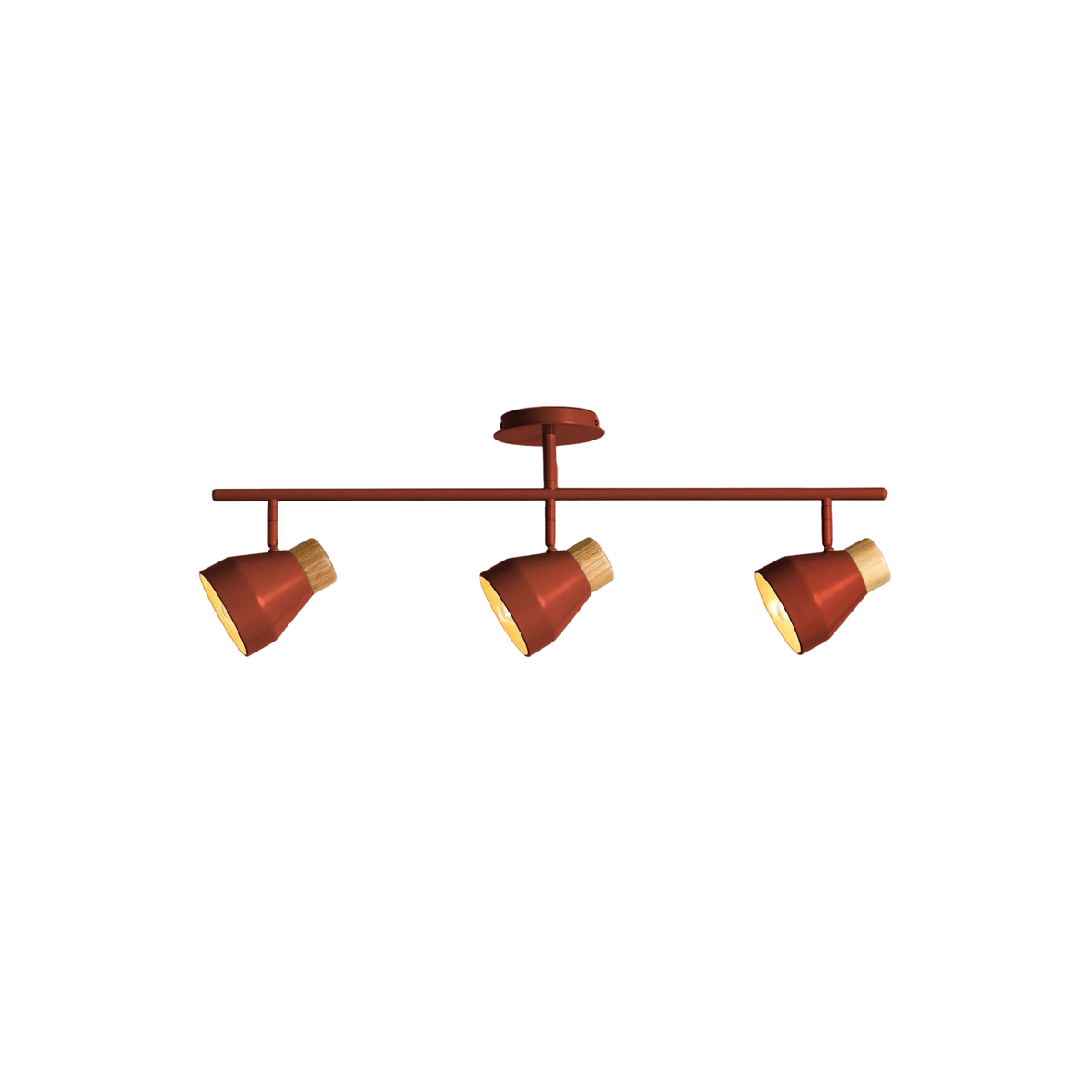 MADE.COM Albert 3 Light Linear Pendant in Terracotta with Rubberwood Detail