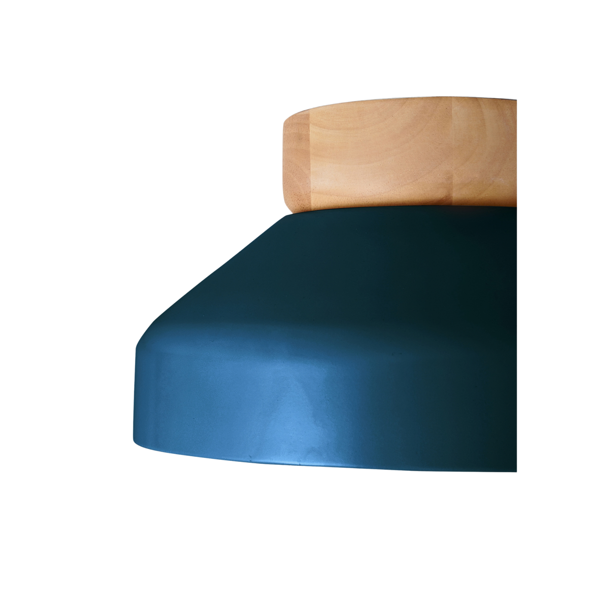 MADE.COM Albert Flush Ceiling Light in Navy Blue with Rubberwood Detail