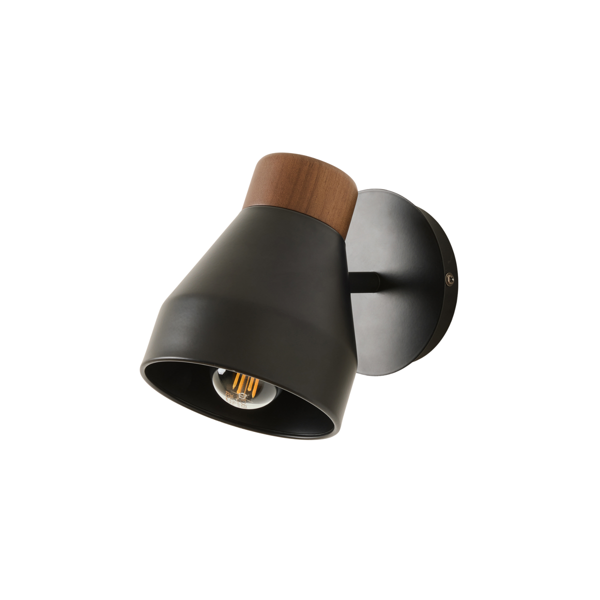 MADE.COM Albert Wall Spotlight in Matt Black with Rubberwood Detail