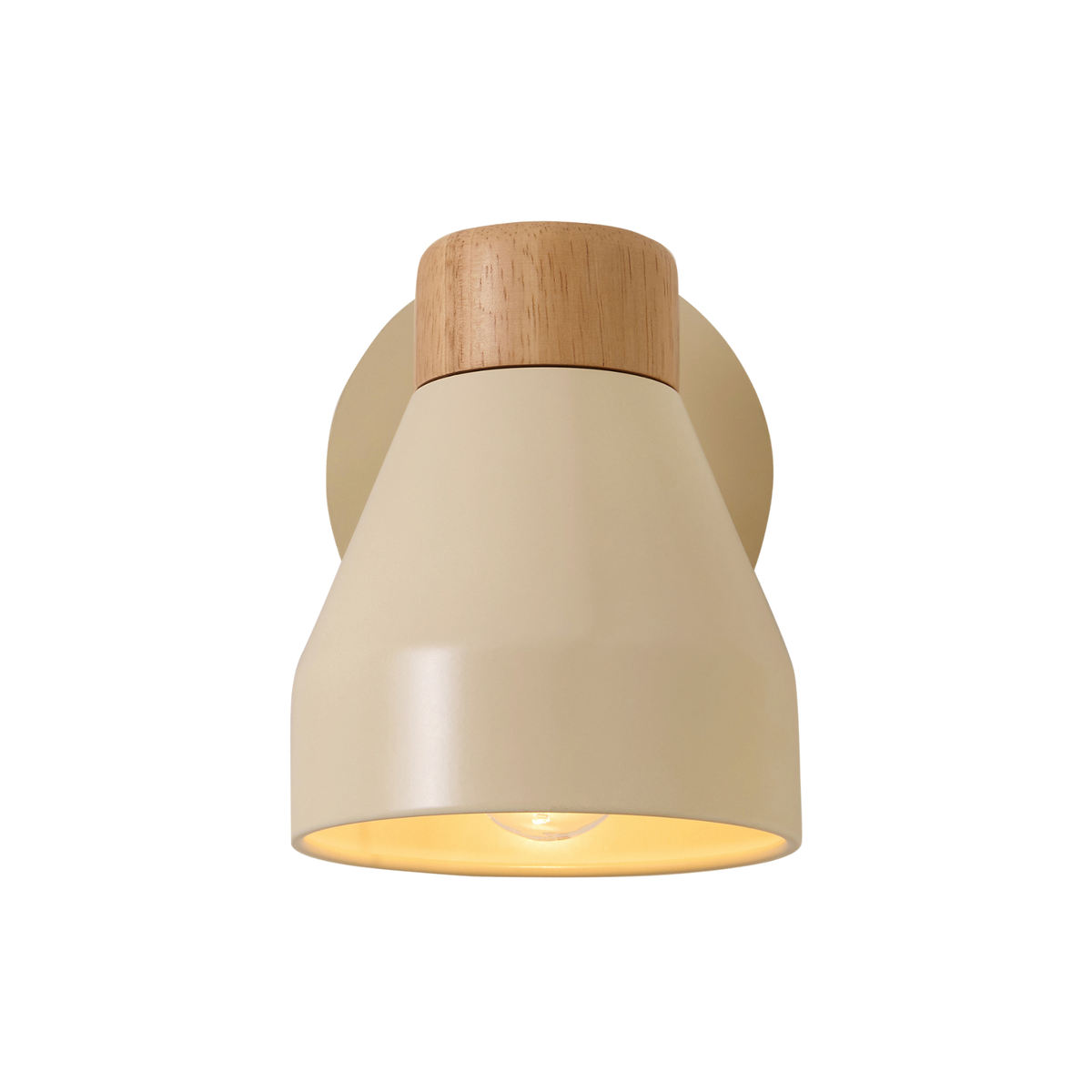 MADE.COM Albert Wall Spotlight in Cream with Rubberwood Detail