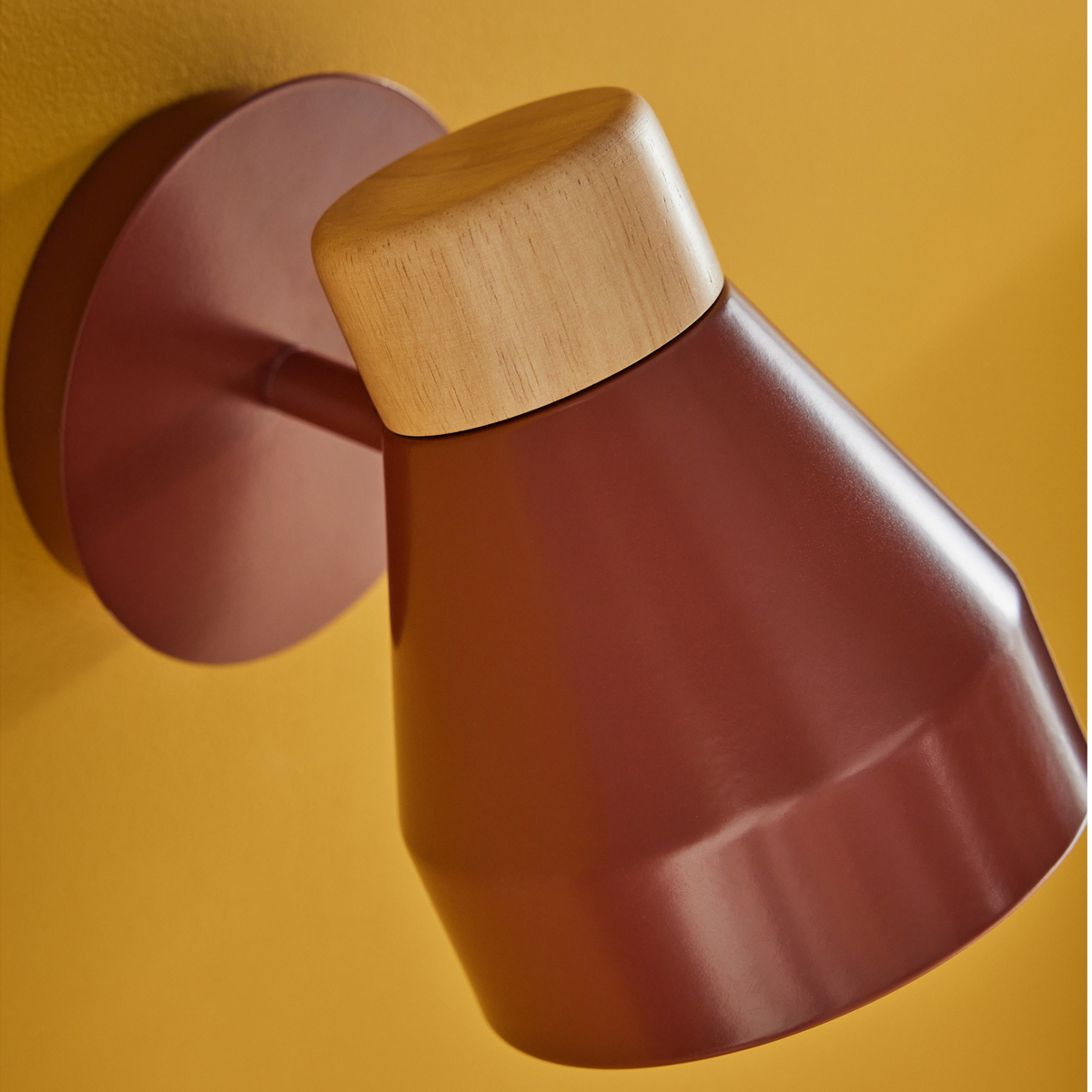 MADE.COM Albert Wall Spotlight in Terracotta with Rubberwood Detail