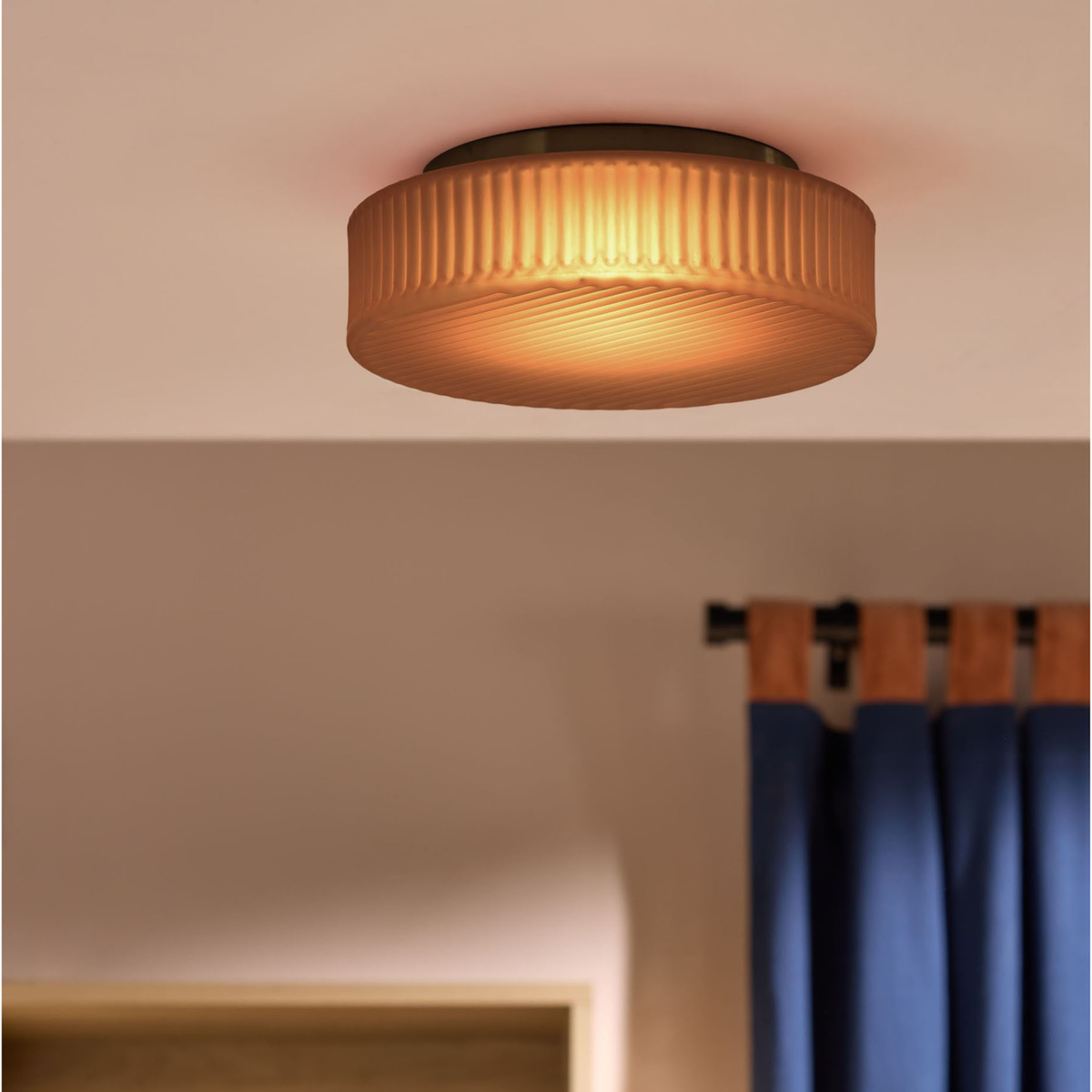 MADE.COM Alma Flush Ceiling Light - Amber Brown
