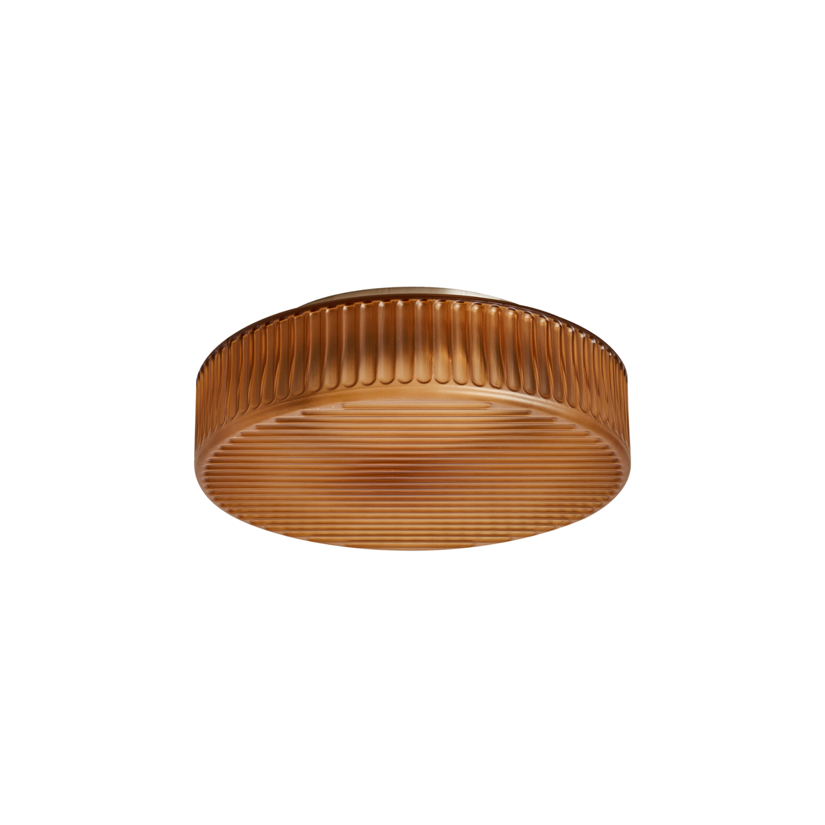 MADE.COM Alma Flush Ceiling Light in Brushed Chrome with Ribbed Amber Glass Shade