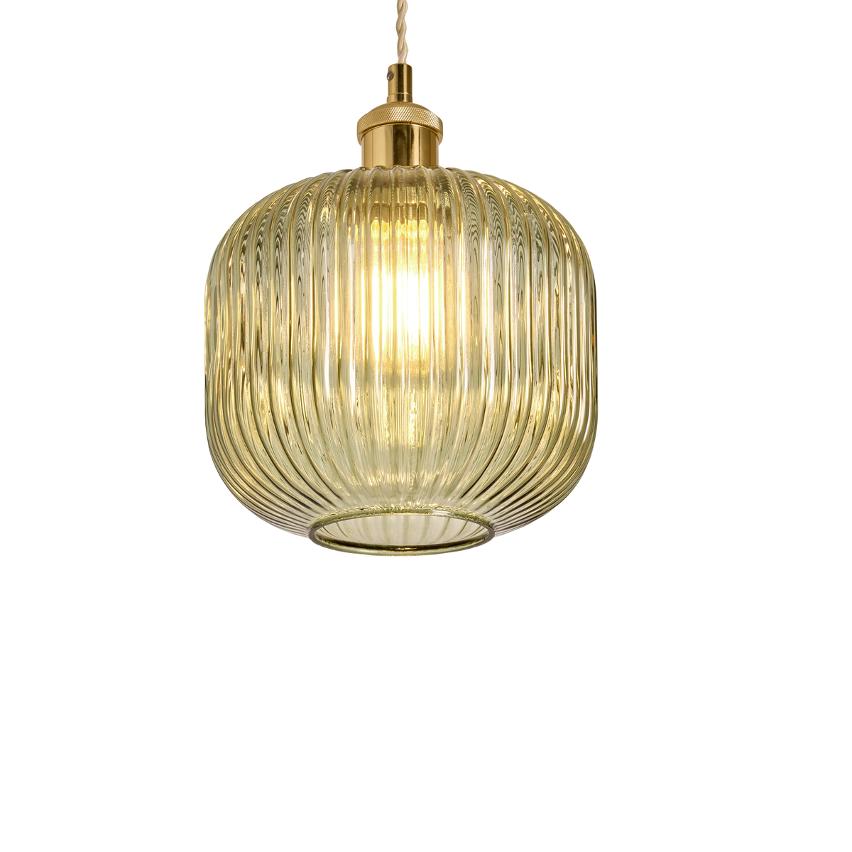 MADE.COM Briz Glass Easy Fit Shade in Ribbed Green Glass