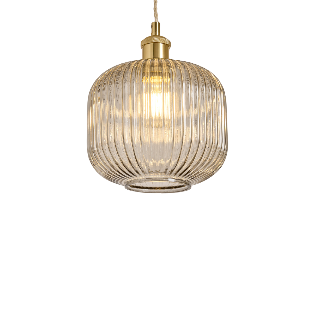 MADE.COM Briz Glass Easy Fit Shade in Ribbed Grey Glass