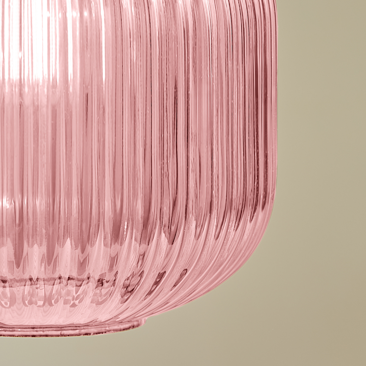 MADE.COM Briz Glass Easy Fit Shade in Ribbed Pink Glass