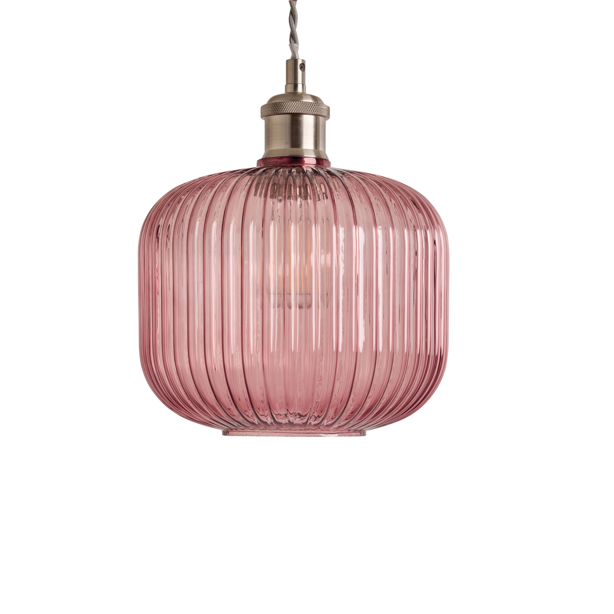 MADE.COM Briz Glass Easy Fit Shade in Ribbed Pink Glass