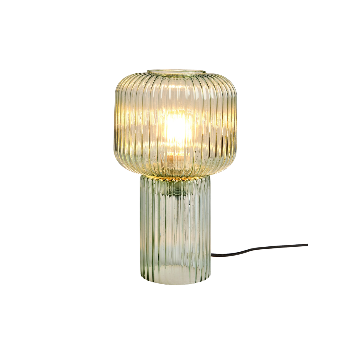 MADE.COM Briz Table Lamp in Ribbed Green Glass