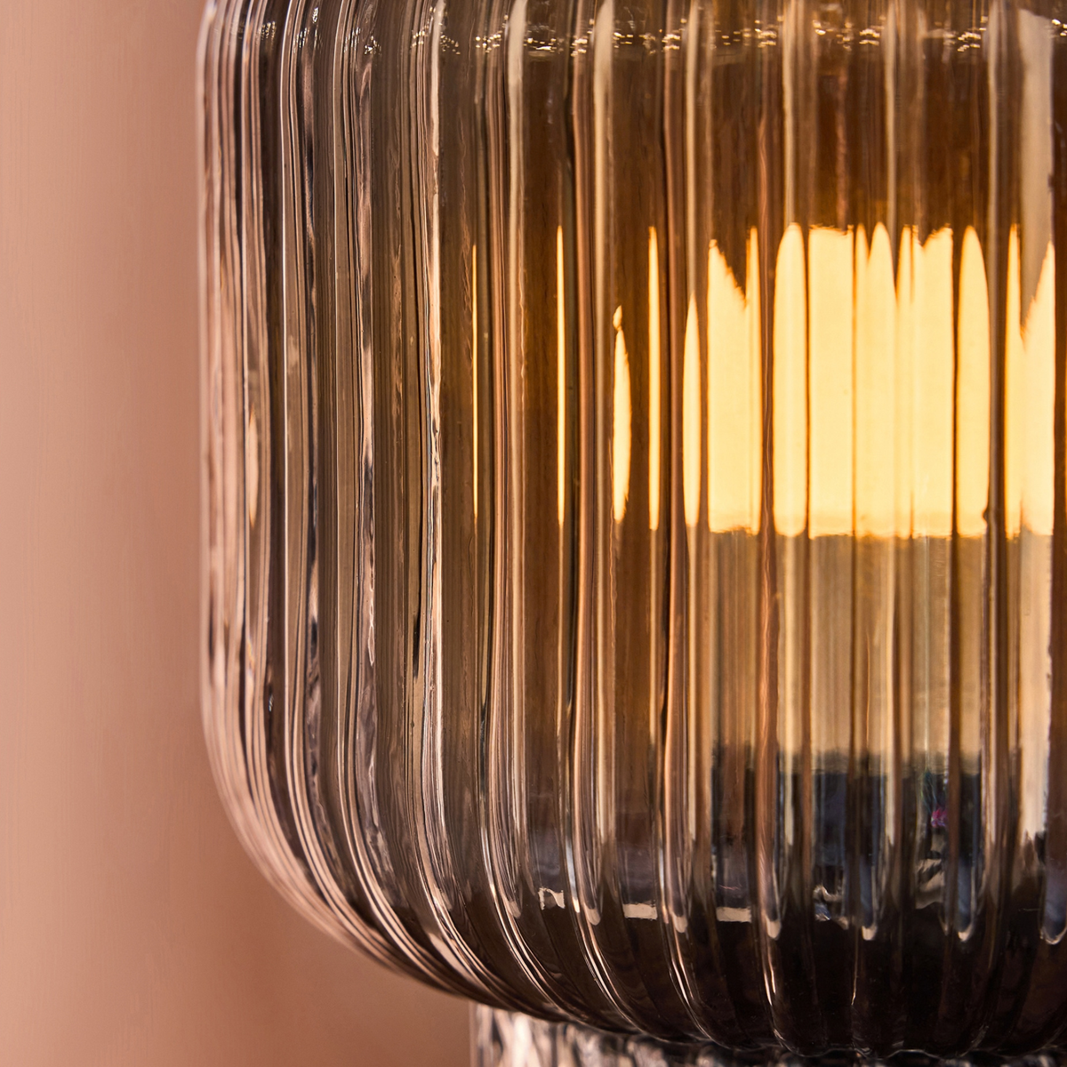 MADE.COM Briz Table Lamp in Ribbed Grey Glass
