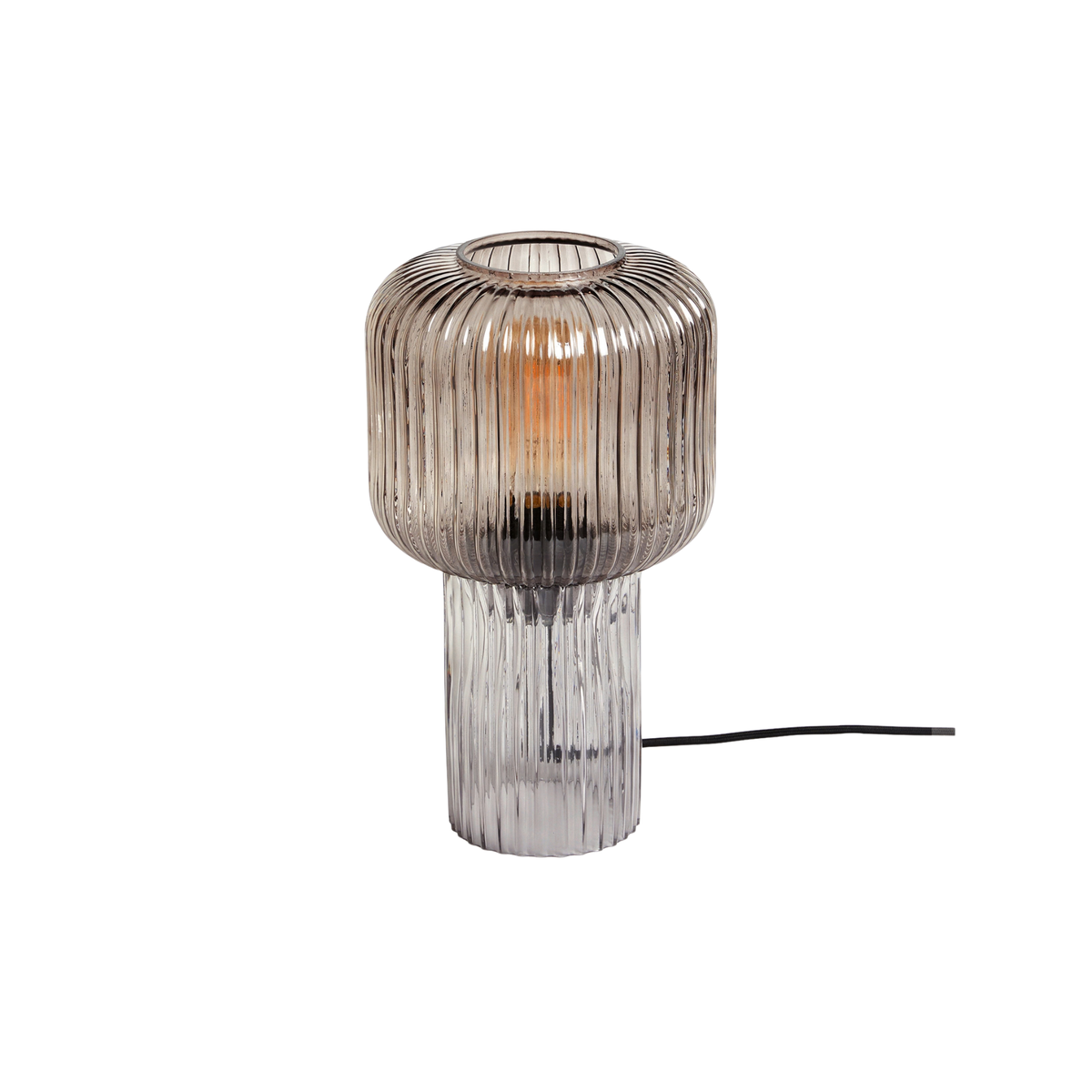 MADE.COM Briz Table Lamp in Ribbed Grey Glass