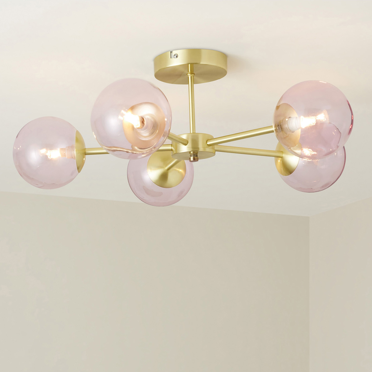 MADE.COM Globe 5 Light Flush Ceiling Light - Pink