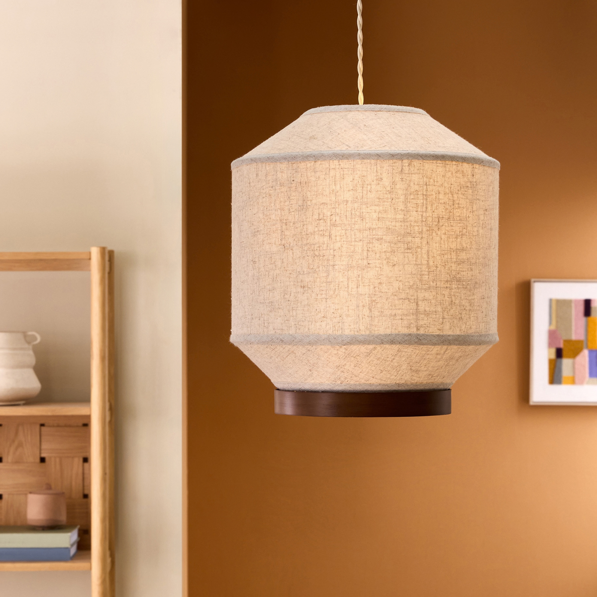 MADE.COM Layla Easy Fit Shade in Cream Linen with Walnut Wood Trim