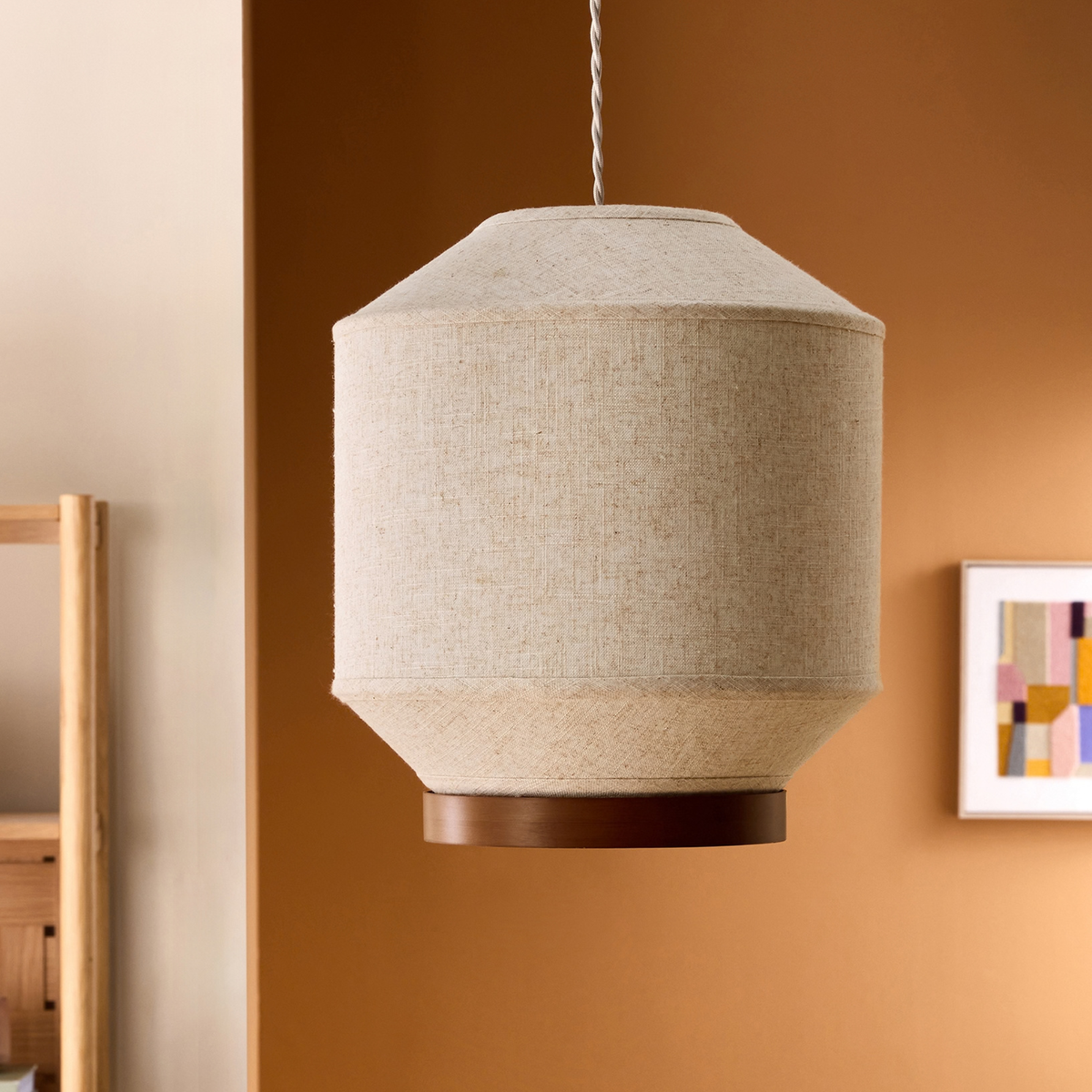 MADE.COM Layla Easy Fit Shade in Cream Linen with Walnut Wood Trim
