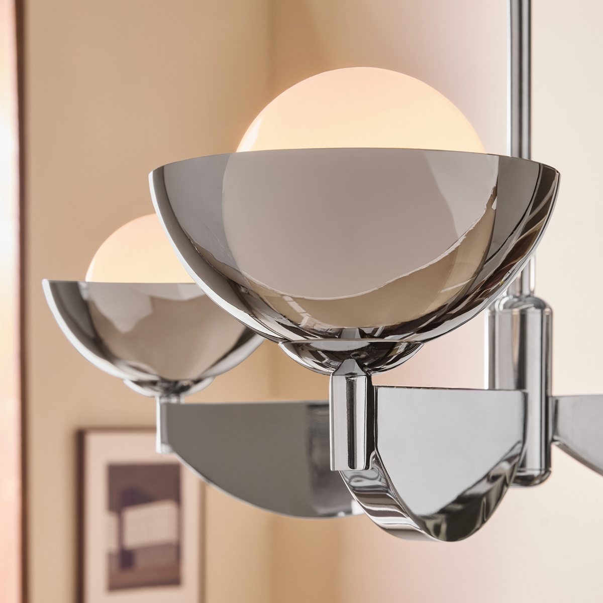 MADE.COM Layla Small Ceiling Light in Chrome with White Glass Sphere Shades