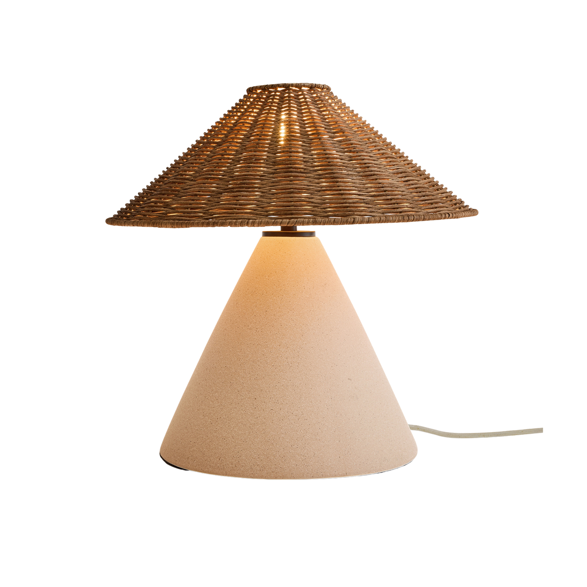MADE.COM Marlowe Ceramic Table Lamp in Natural with Rattan Shade