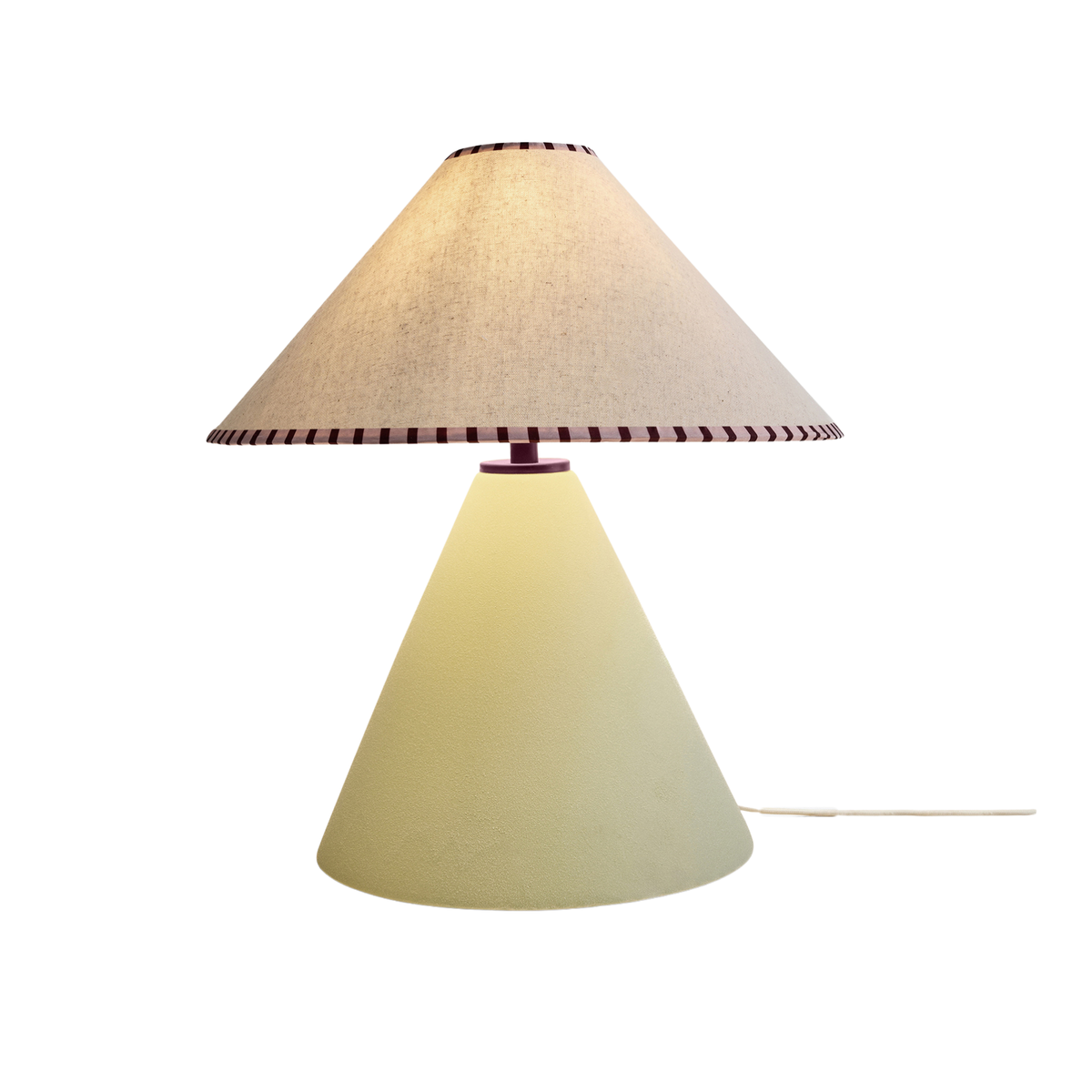 MADE.COM Marlowe Ceramic Table Lamp in Sage Green with Burgundy Striped Shade