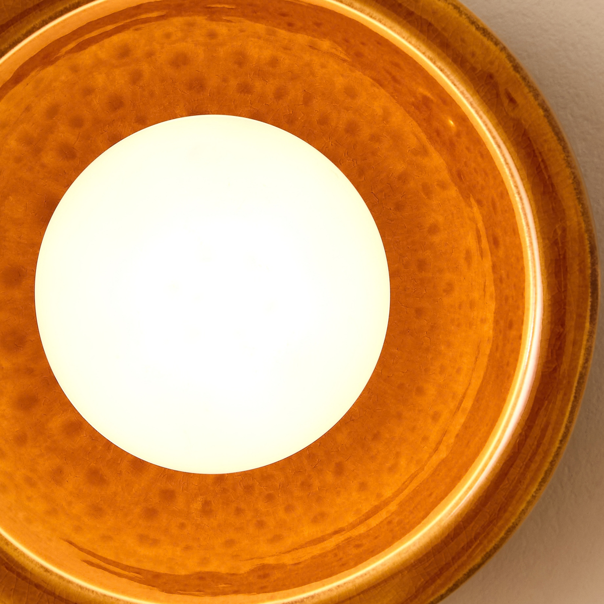 MADE.COM Mavi Ceramic Wall Light in Caramel Crackle Glaze with Frosted Glass Shade