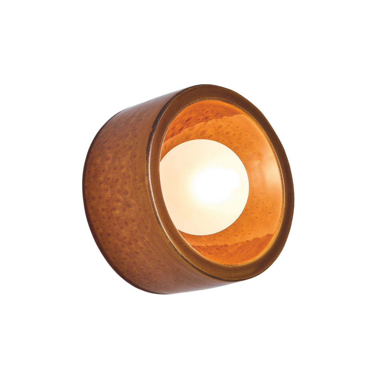 MADE.COM Mavi Ceramic Wall Light in Caramel Crackle Glaze with Frosted Glass Shade