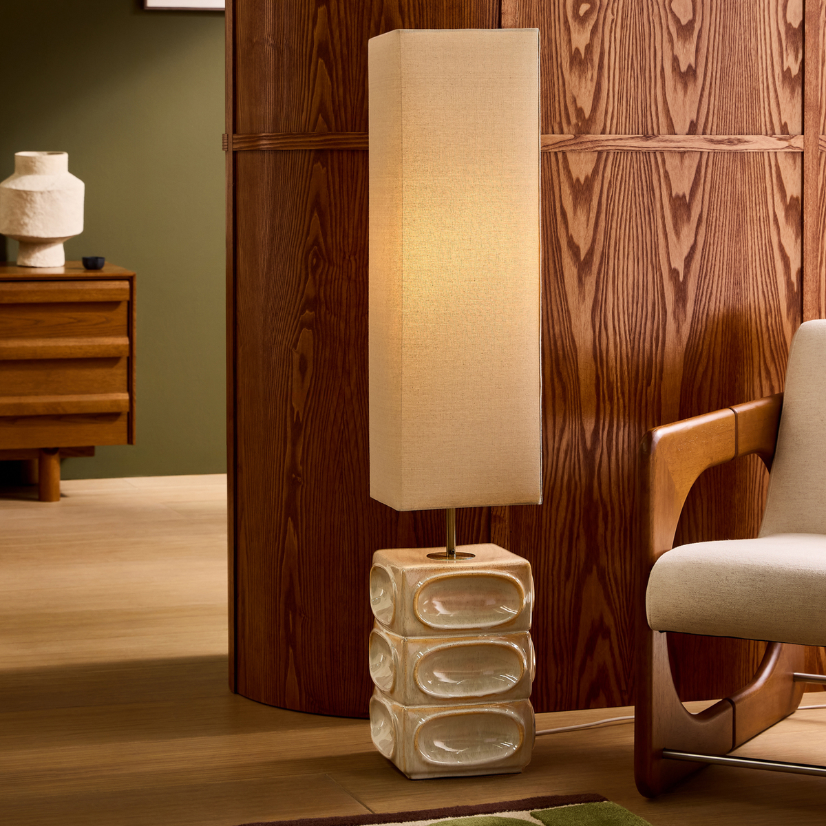 MADE.COM Nell Ceramic Floor Lamp - Cream