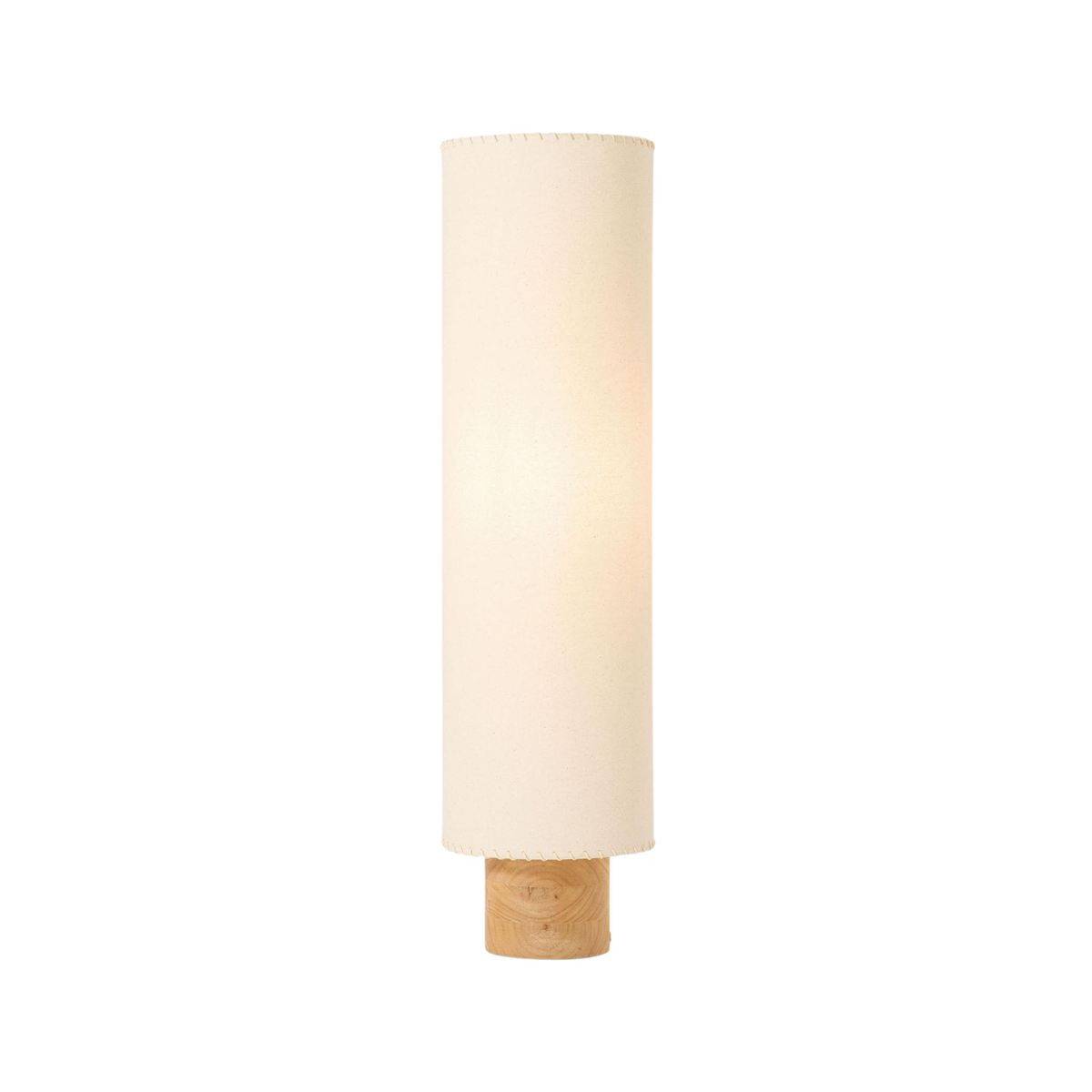 MADE.COM Neutra Floor Lamp in Natural Rubberwood with Faux Linen Shade