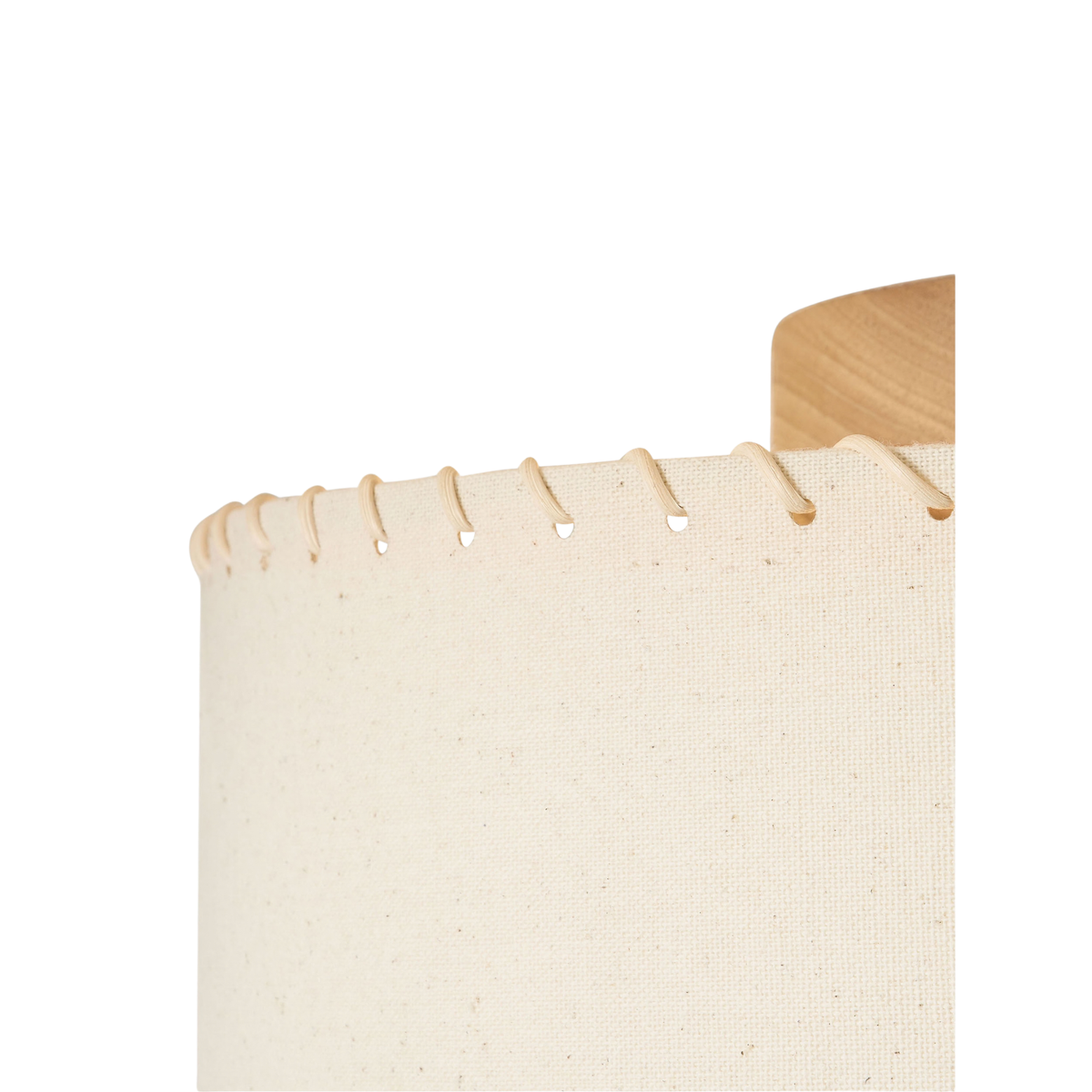 MADE.COM Neutra Flush Ceiling Light in Natural Wood with Fabric Drum Shade