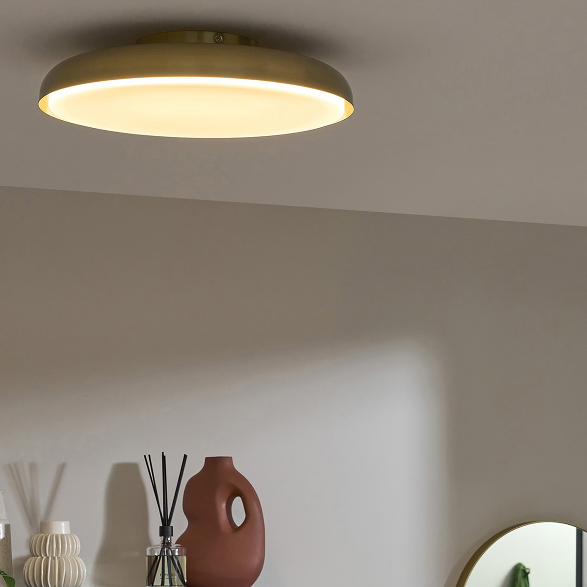 MADE.COM Nura Flush IP44 Bathroom Ceiling Light - Brass