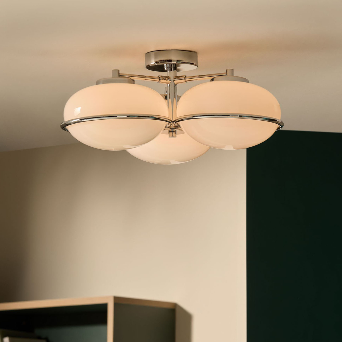 MADE.COM Piper 3 Light Flush Ceiling Light - Chrome