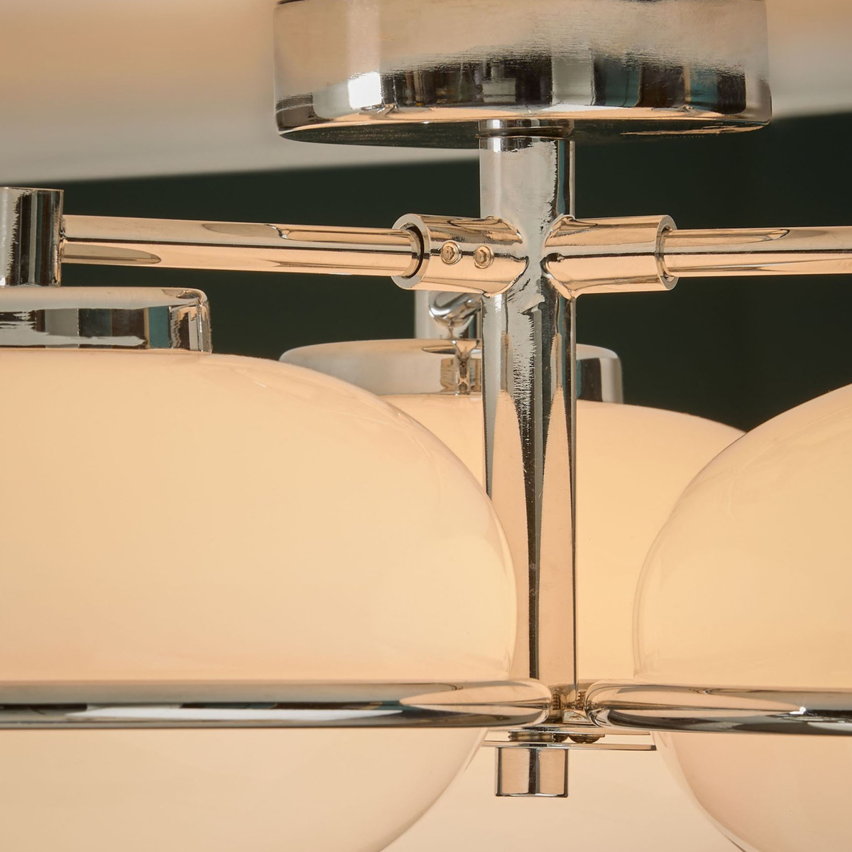 MADE.COM Piper 3 Light Flush Ceiling Light in Polished Chrome with Opal Glass Shades