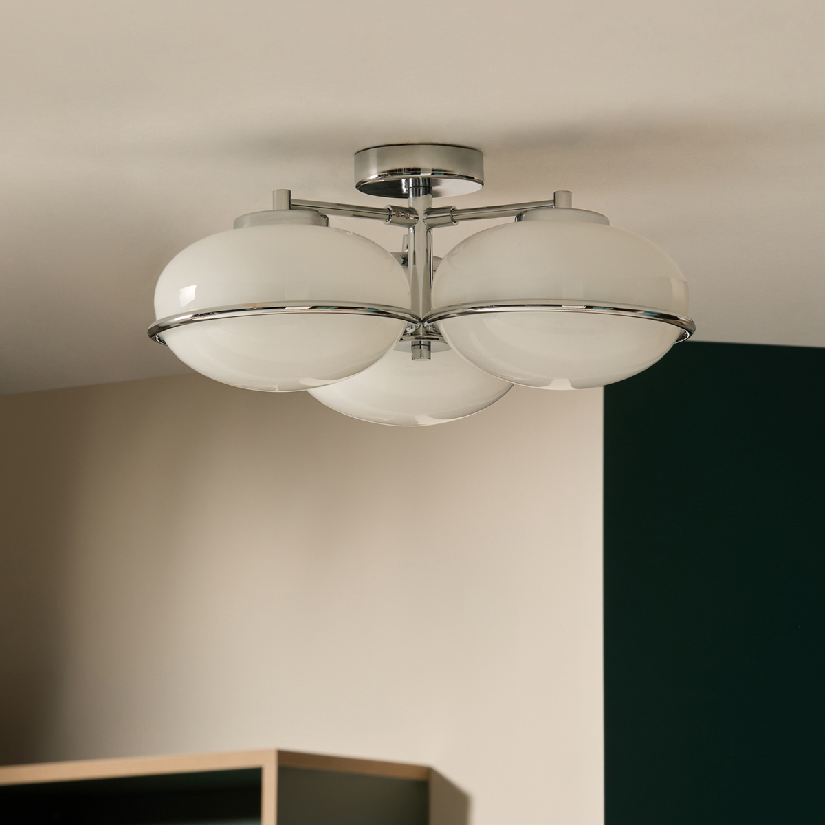 MADE.COM Piper 3 Light Flush Ceiling Light - Chrome