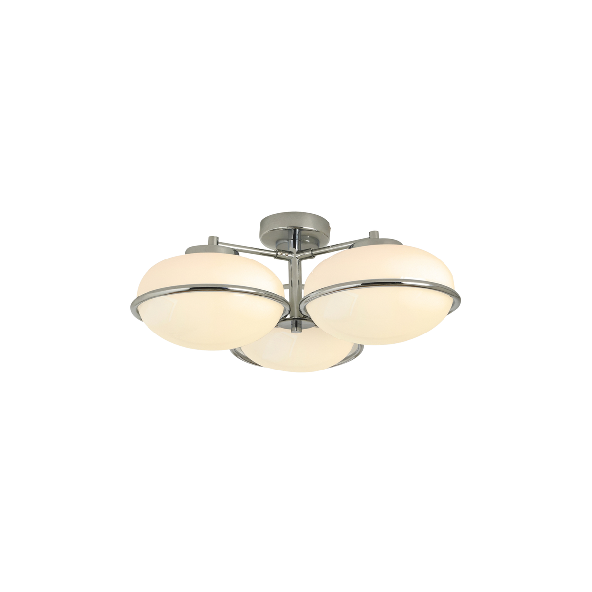 MADE.COM Piper 3 Light Flush Ceiling Light in Polished Chrome with Opal Glass Shades