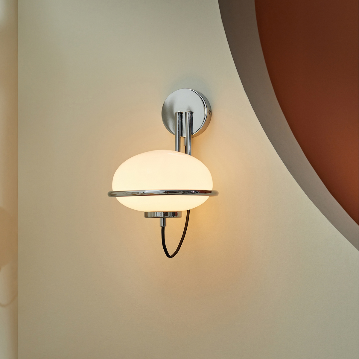 MADE.COM Piper Wall Light in Chrome with Opal Glass Shade