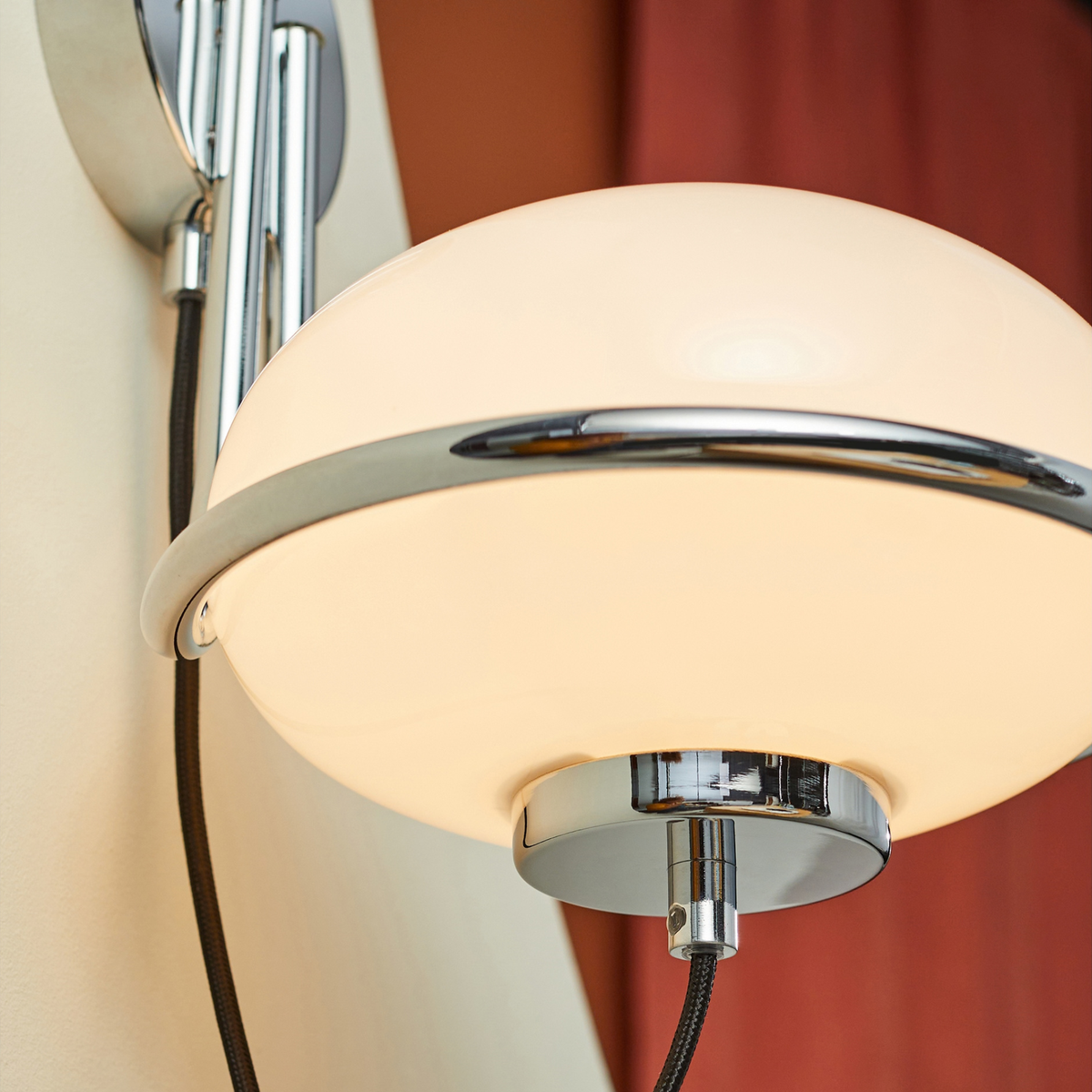 MADE.COM Piper Wall Light in Chrome with Opal Glass Shade