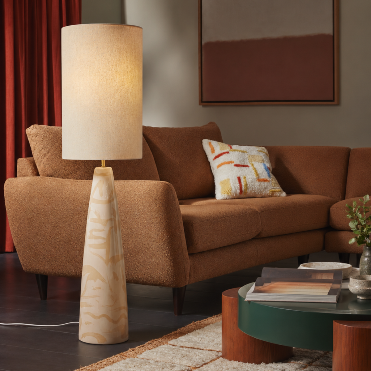MADE.COM Vince Ceramic Floor Lamp - Cream
