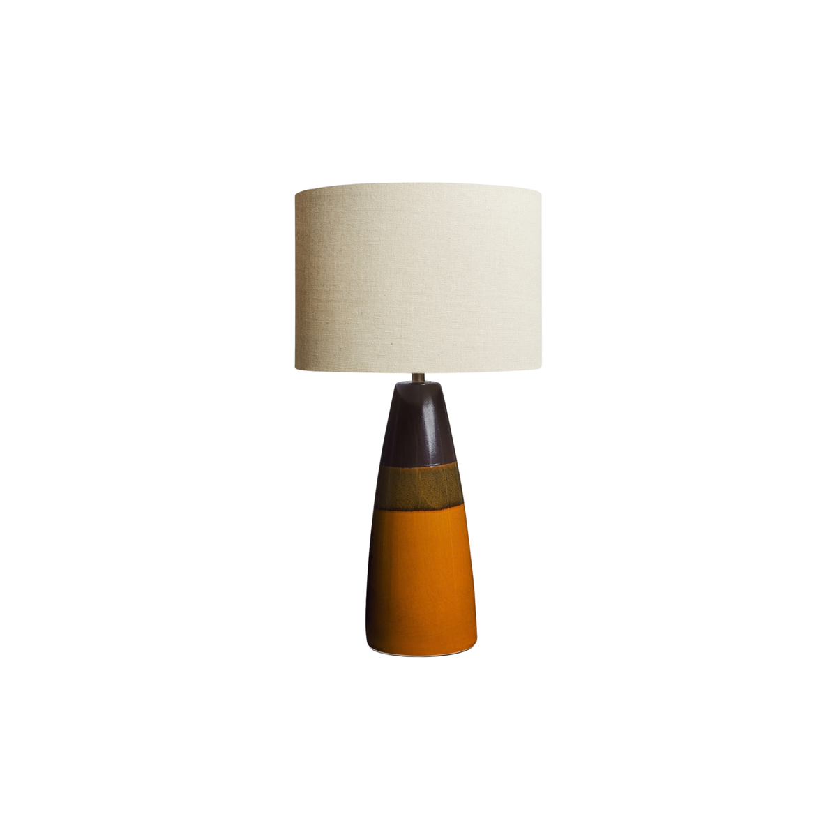 MADE.COM Vince Ceramic Table Lamp in Brown Glaze with Linen Shade