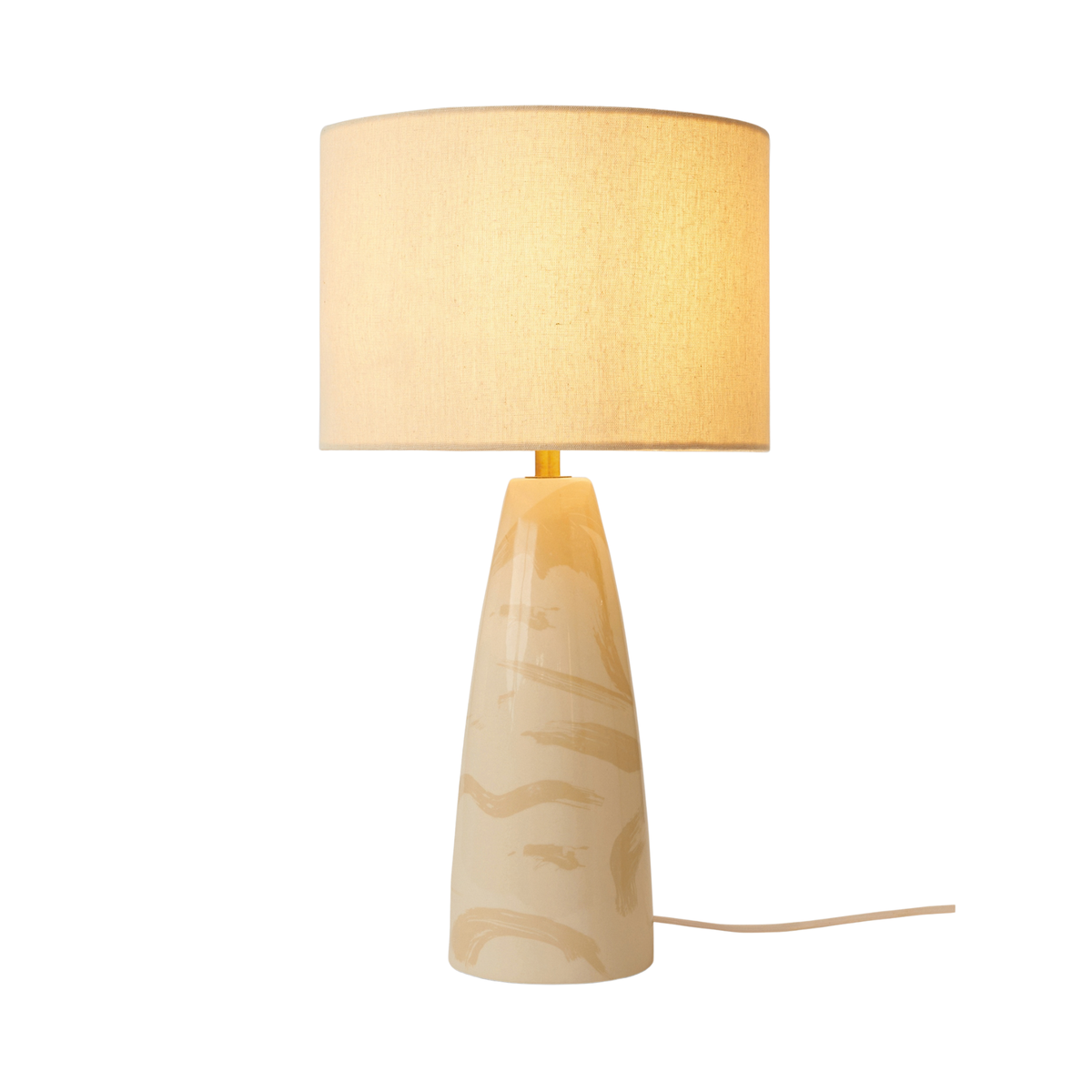 MADE.COM Vince Ceramic Table Lamp in Cream with Linen Shade