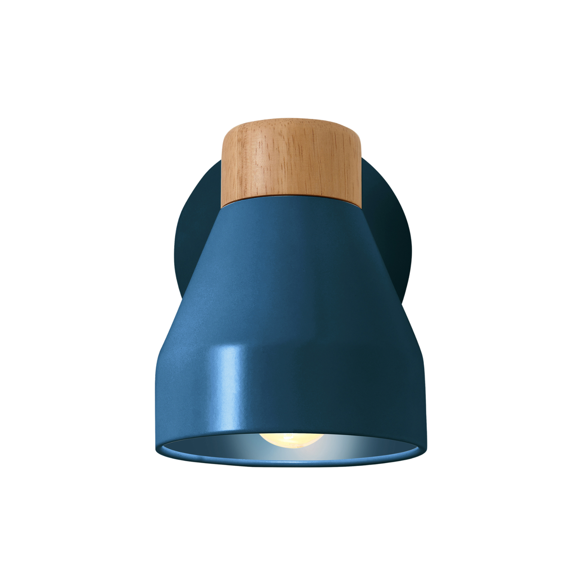 MADE.COM Albert Wall Spotlight in Navy Blue with Rubberwood Detail