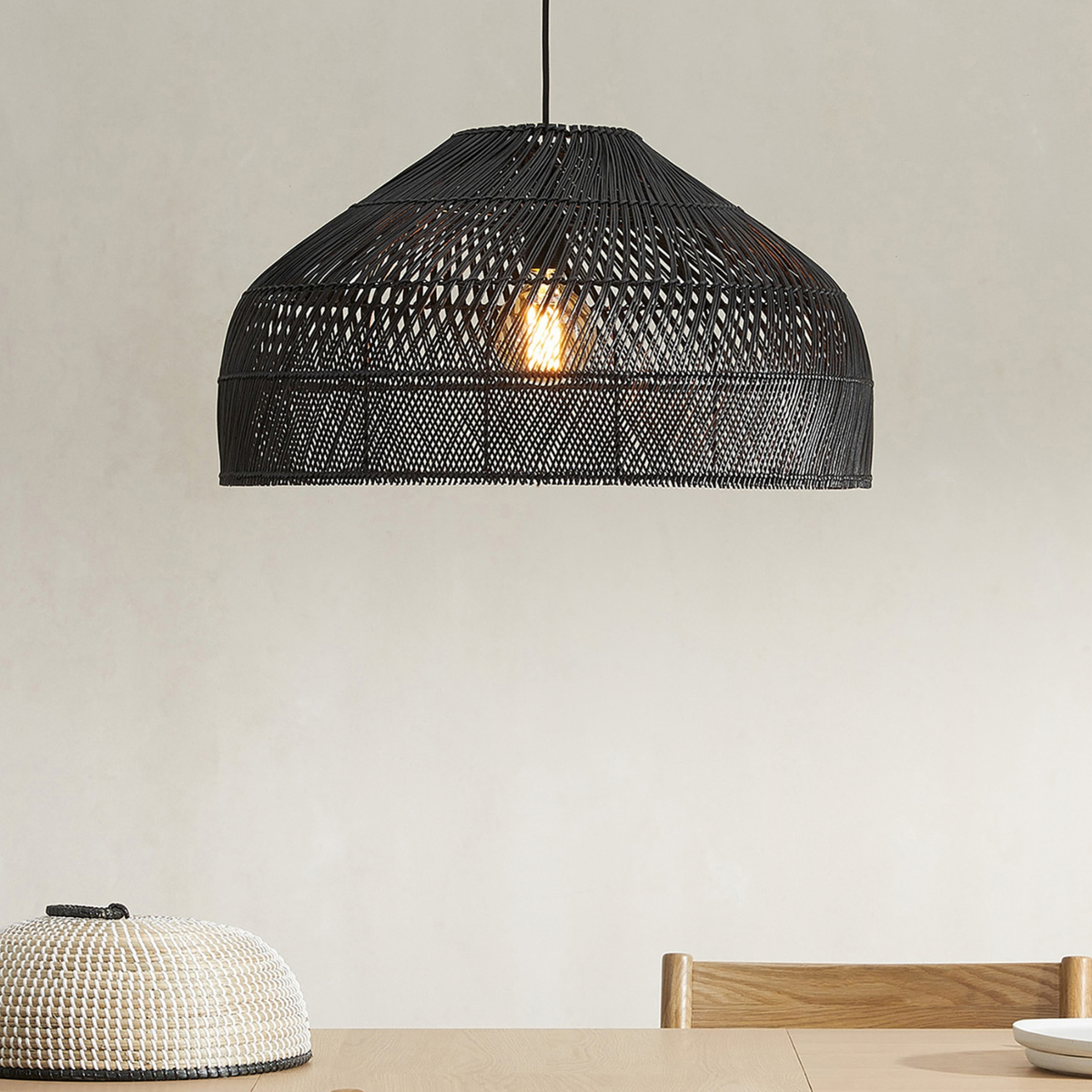 MADE.COM Java Large Lamp Shade in Black Rattan