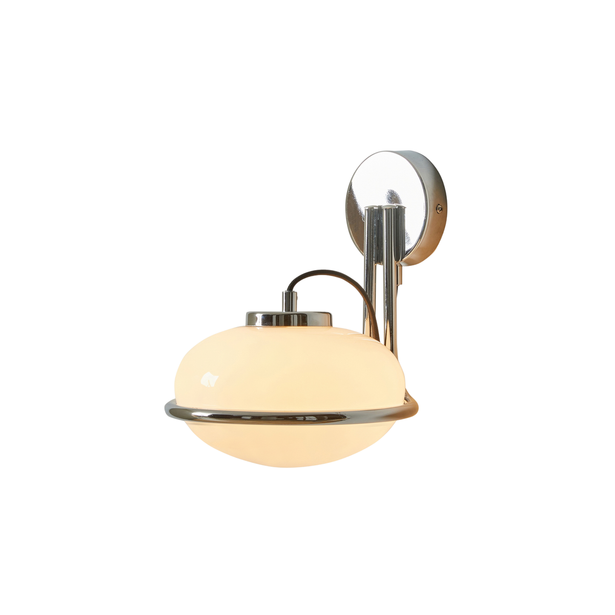 MADE.COM Piper Wall Light in Chrome with Opal Glass Shade