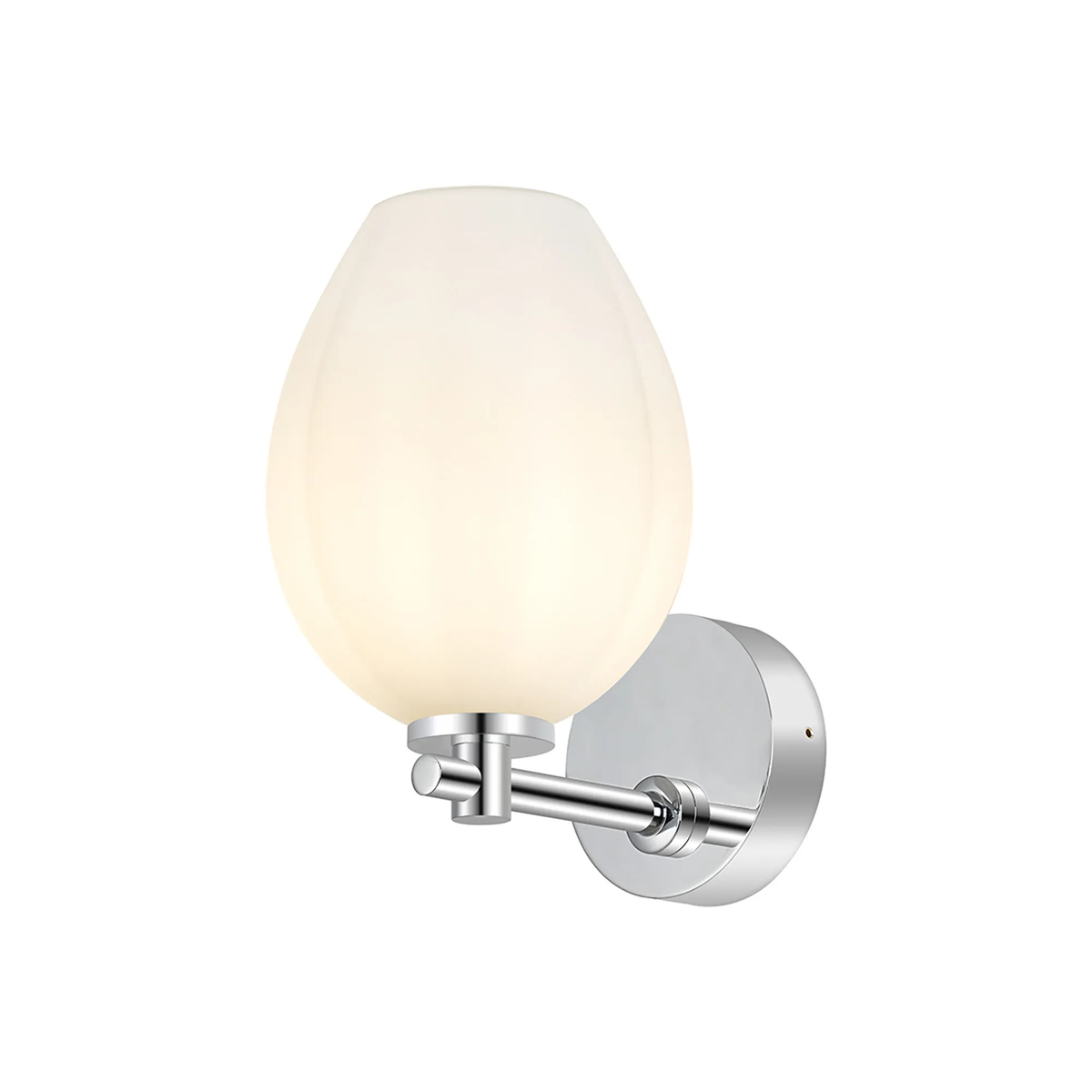 Fabula Western Short Arm Wall Light - Polished Chrome & Opal Tulip Glass Shade - IP44