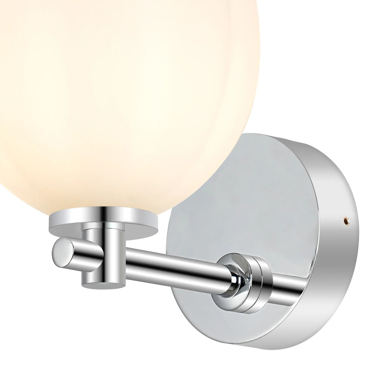Fabula Western Short Arm Wall Light - Polished Chrome & Opal Tulip Glass Shade - IP44