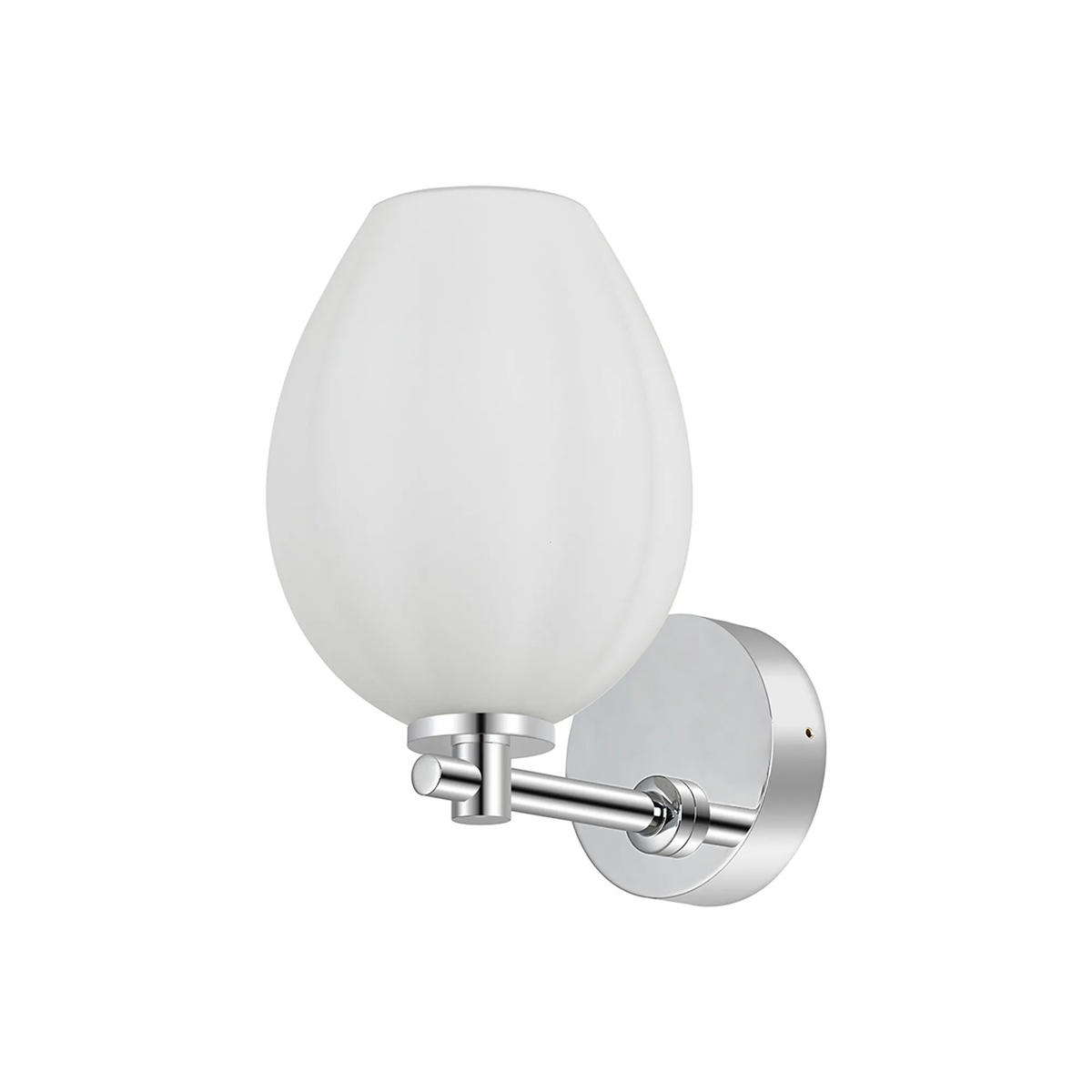 Fabula Western Short Arm Wall Light - Polished Chrome & Opal Tulip Glass Shade - IP44