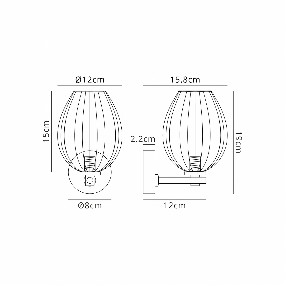 Fabula Western Short Arm Wall Light - Polished Chrome & Opal Tulip Glass Shade - IP44