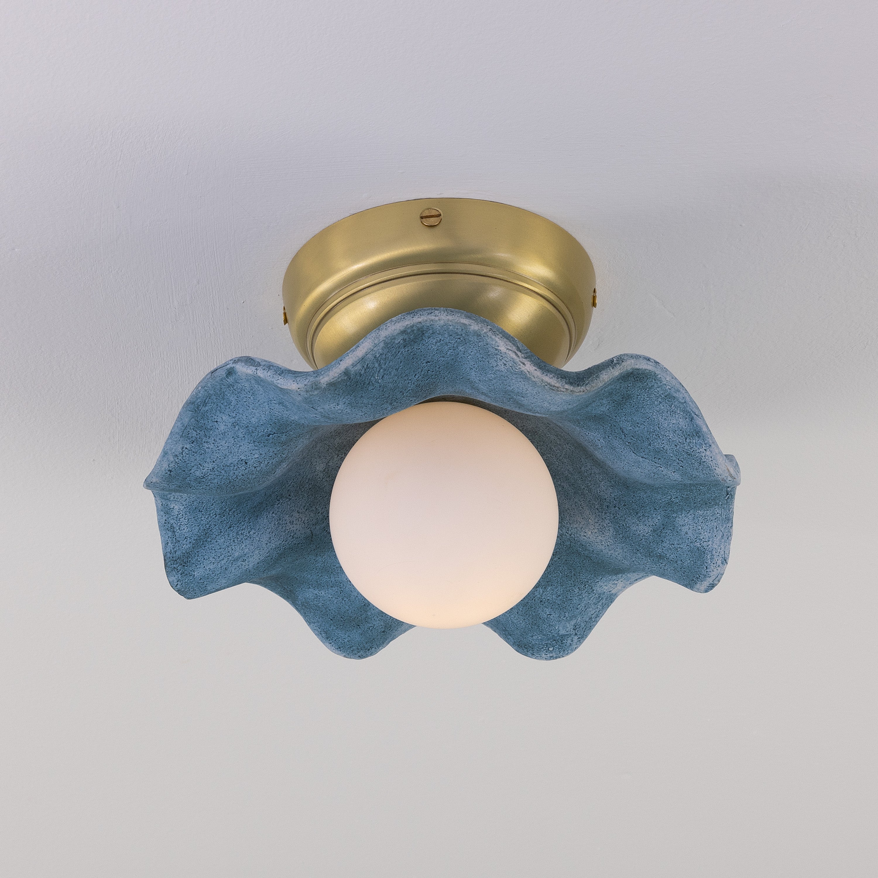 Mullan Rivale Ceiling Light with Wavy Ceramic Shade - Blue Earth with Finish Options
