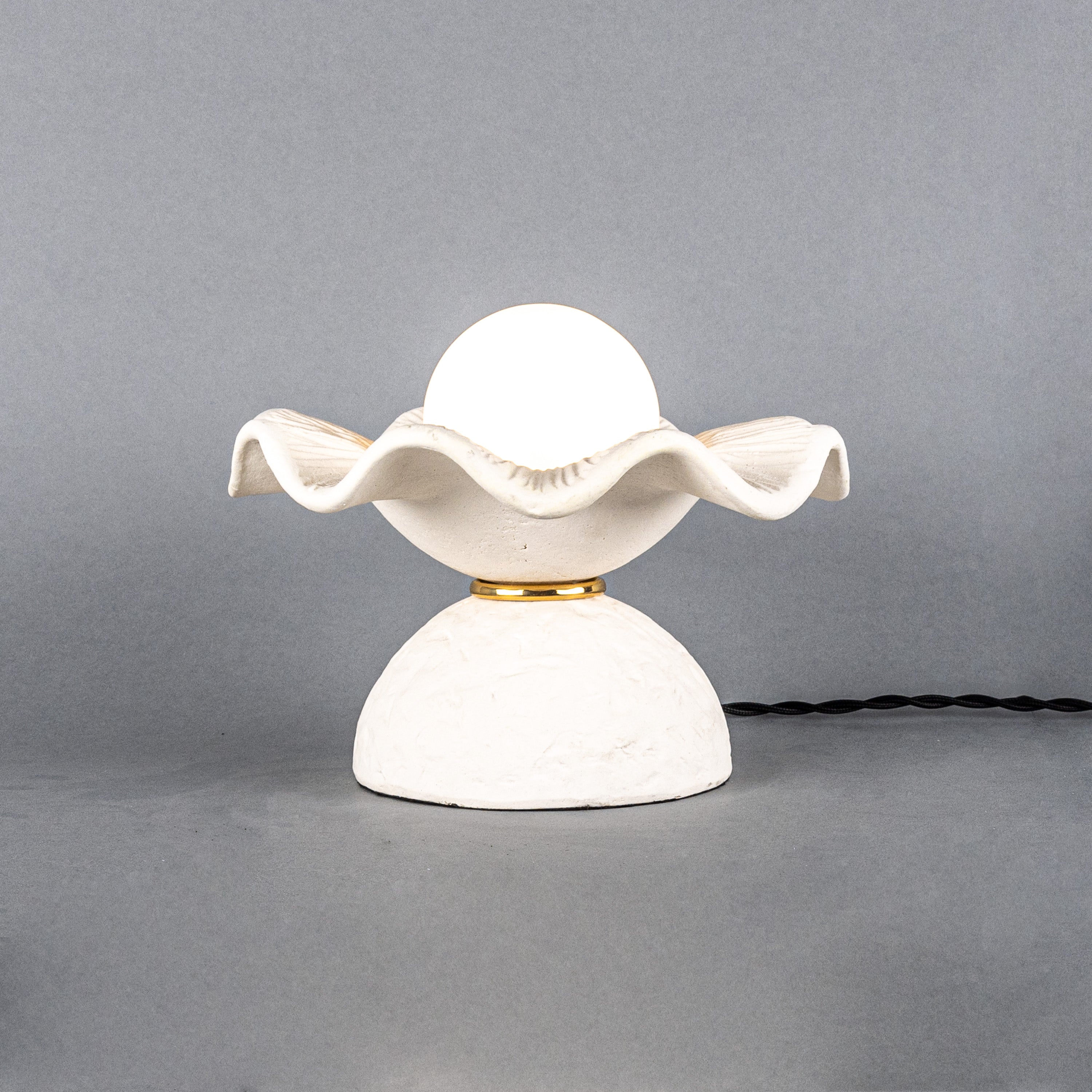 Mullan Rivale Table Lamp - Matte White Striped with Finish Options