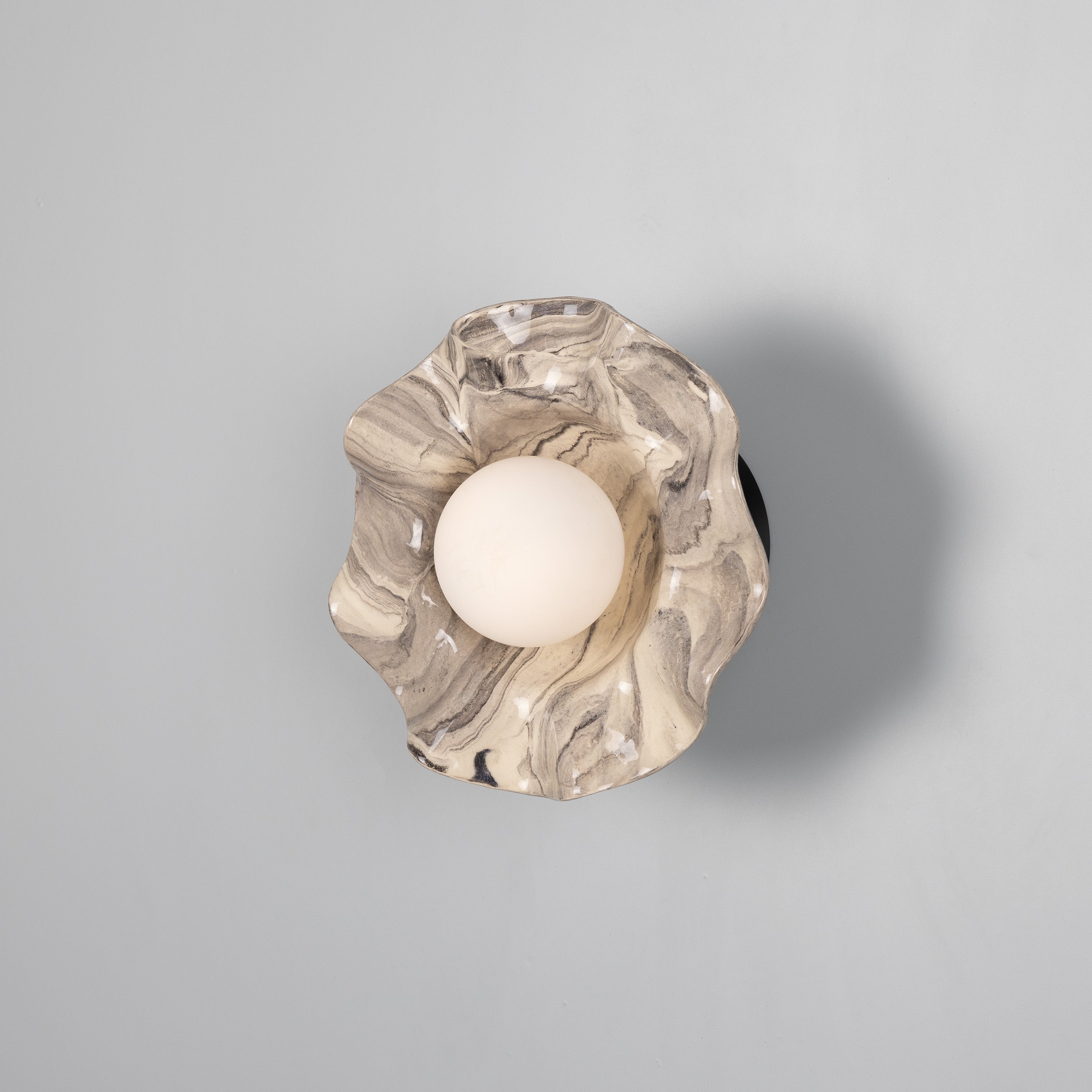 Mullan Rivale Wall Light with Wavy Marbled Ceramic Shade - with Finish Options