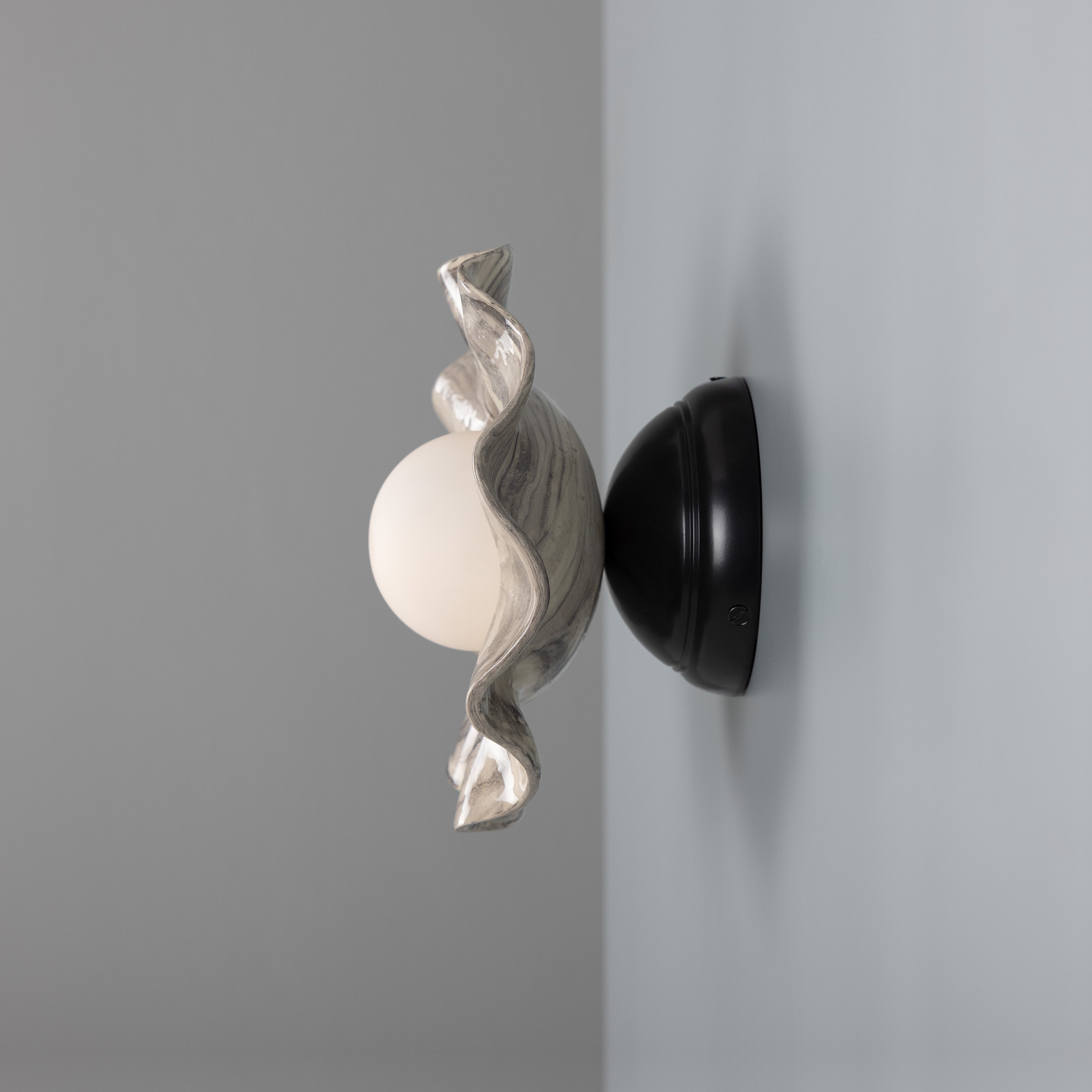 Mullan Rivale Wall Light with Wavy Marbled Ceramic Shade - with Finish Options