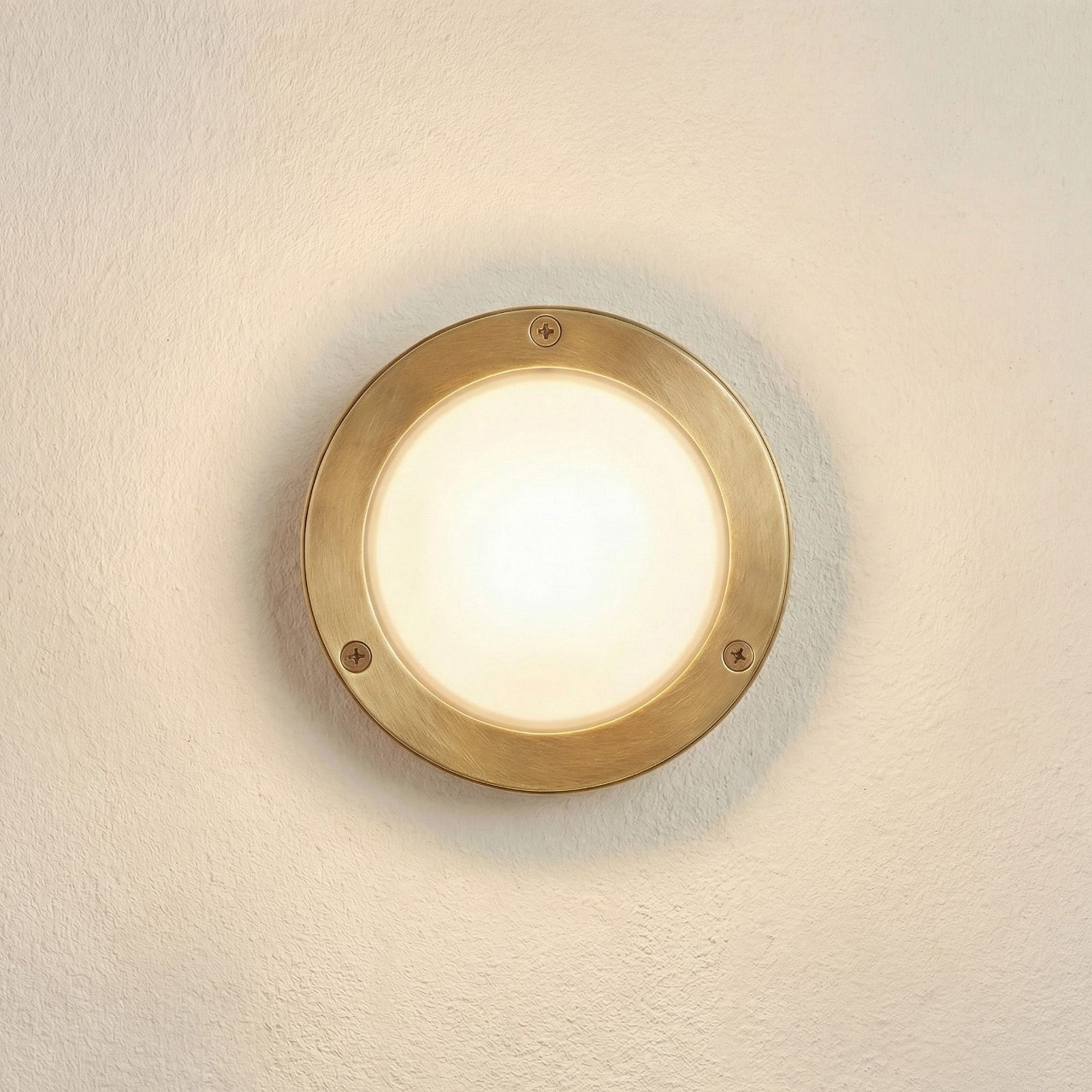 Navigator Compact Marina Circular Bulkhead Wall Light - Raw Brass